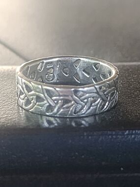 Celtic Knot Pattern Sterling Band Ring - Silver Size 8 Irish